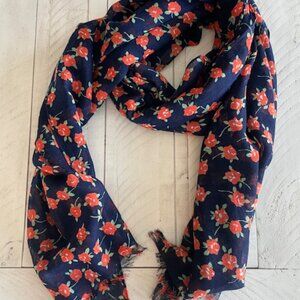 J CREW FLORAL PRINTED LIGHTWEIGHT WOOL SCARF WRAP#AS270 NWT